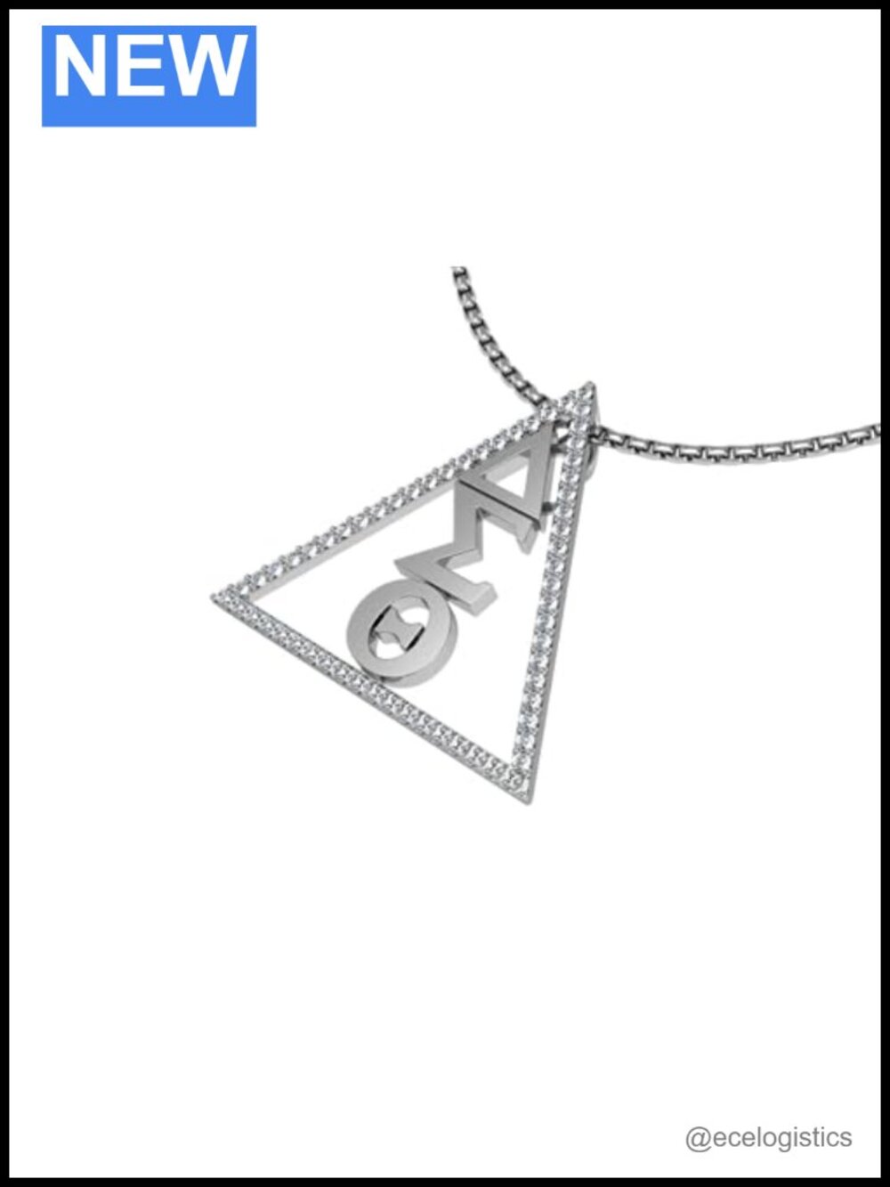 Sterling Silver Delta Sigma Theta Pendant Necklace Cubic Zirconia 18 Inch